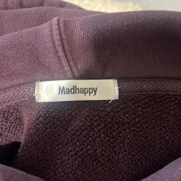 Madhappy Dark Purple Greetings From Madhapoy Hoodie with Graphic - Picture 4 of 5